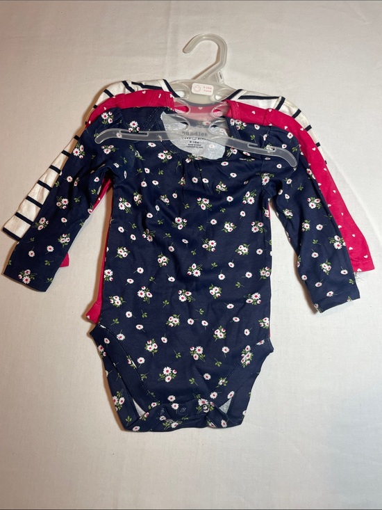 Bundles Baby Place Other - Bundles baby place Navy Floral Long-Sleeve Baby Bodysuit Trio